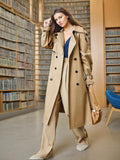 Temperament Commuting Contour Thin Coat 2025 New Collar Double Buckle Belt Design Long Wind