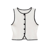 Homemade New Women's Oceanic Smozy Claming Embroidered Knitted Vest