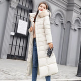 2023 Winter New Cotton Clothes Female Long Style Over The Knee Slim And Thick Padded Clothes Big Wool Collar Down Cotton-Padded Jacket Warm Coat-Outfit