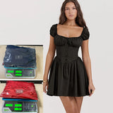 And Summer New Sweet And Spicy Women Decorate Hottie Small Dress Bubble Sleeve Square Dress Dress Women