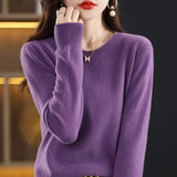 Toloer Women's Fall / Winter 2023 New Loose Knit Women's Top With A Sweater Soft Waxy Sweater-Outfit