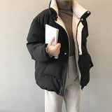 Crriflz ladies winter solid down Jacket women oversize loose coat stand-up collar thick warm causal chic parka 2022 new
