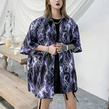Women's blouse goth y2k women's shirt Top Shirts Vintage Loose Casual Clothes blusas mujer de moda New Lightning pattern