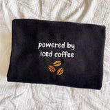 Powered By Iced Coffee Embroidered Crewneck Sweatshirt-Outfit