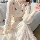 Embroidery Women Dress Elegant Long Sleeve Party Maxi Knitted Dresses for Women Korean Style Autumn Winter Robes