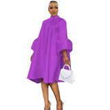 Horned Sleeve Button Cardigan Easing Size Women's Dress Party