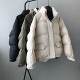 winter ladies fashion oversize stand collar jacket 2021 new style women zipper thicken warm bread down parka chic coat
