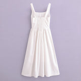 Spring Sweetness French Waist-Length Cotton And Linen Sleeveless Dress-Outfit