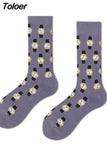 Man Personality Printing Stamp Watch Coffee Beans Menswear Pattern Fashion Socks Casual Ventilation Cotton