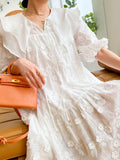 Dress New French Design Three-Dimensional Flower Embroidered White Temperament Gebere Nan Oil Women's Dress