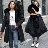 The New Style To Overcome The Velvet And Thick Down Cotton Clothes Female Long Korean Version Autumn Winter Waist Hooded Cotton-Padded Jacket Cotton-Padded Jacket-Outfit