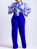 Women's Clothing 2025 Autumn And Winter Loose Large-Size Casual Print Long-Sleeved Shirt Broad Leg Pants