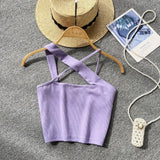 Toloer Version Of Solid Color Versatile Sling Vest Female Inside To Wear 2023 Summer New High Waist Crop Candy Color Small