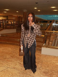 Temperament Commuting Retro Plaid Long Sleeves To Collect Waist Thin Shirt 2025 Autumn