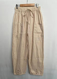 Loose High Waist Button Linen Trousers