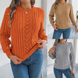 Shooting Autumn And Winter Casual Pure Color Hollow Lantern Sleeve Sweater Women's