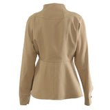Autumn And Winter To Collect The Waist Of Thin Lotus Leaves Side Irregularly Cut Coat Women