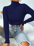 Turtleneck Ribbed Knit Sweater-Outfit