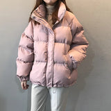 Ladies Fashionable Winter Oversized Stand Collar Down Jacket Women 2021 New Warm Thick Loose Chic Parka Bread Padded