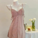 Pajamas Women 2025 New Summer Pure Lust Lace Spring And Autumn Small Breast With Breast Pad Sling Syringe