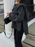 2024 Autumn And Winter Fashion Trend New Women's Casual Shawl Scarf Collar Short Jacket-Outfit