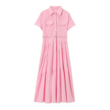 New Belt Shirt-Style Splicing Dress