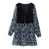 New Velvet Vest Folded With Printed Dress 9377731-Outfit