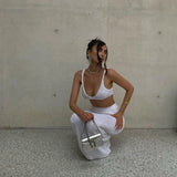 New Babes Knitted Fashion Set Women's Slings Wrapped In Chest Solid Color Bag Hips Long Skirt Two Sets Of