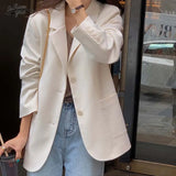 Korean version of all-match pure color senior slim casual suit custom profile loose suit jacket female fall and
