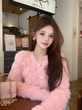 Cropped Cardigan Women French Style Chic Autumn Fashion Knitted Sweater Rhinestone Sexy Elegant Tops Outwear Winter-Outfit