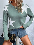 And Winter Loose Round Collar Star Pattern Knitted Long-Sleeved