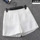 Toloer White Suit Shorts Female Black Summer Thin 2024 New Loose High-Waist A-Line Casual Wide-Leg Hot Pants-Outfit