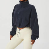 Coat Olympic Grain Velvet Autumn And Winter Collar Loose Pumping Rope Zipper Sweater Fashion Hot Girl Dress
