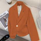 Toloer And Autumn New Fashion Small Web Celebrity Fried Street White Short Suit Jacket Female Simple All-Match Niche Suit-Outfit