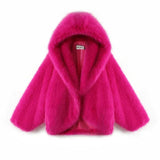 Neon Faux Fur Hooded Coat-Outfit