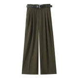 2025 Spring New Women's Fashion Simple With Belt Double Fold