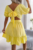 Neck Balloon Sleeve Ruffled