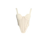 Toloer Hollow Out Inside The Jacket Spring 2024 New Fashion Fish Bone Bundle Waist Fish Bone Handmade Hook Flower Knit Vest-Outfit