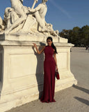 Knitted Turtleneck Pleated Tank Maxi Dress-Outfit