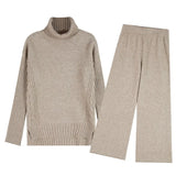 And Winter 2025 New Lazy Wind Loose High-Necked Sweater Suit Women's Fashionable Broad Leg Pants Two Sets Of