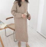 New Autumn Sweater Women Dress Winter Long Sleeve Sweaters Knitted Dresses Womens Warm Loose Maxi Oversize Knitting Robe