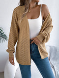 Wind Shooting Autumn And Winter Casual Pure Color Hollow Long Sleeve Open Shirt Sweater Coat Women's