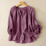 Femme Three Quarter Sleeve O-Neck Oversized Cotton Shirt 2022 ZANZEA Women Summer Solid Color Blouse Fashion Casual Holiday