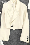 Women's Blazers Office Long Sleeve Solid Color Casual Temperament Straight Clothes Elegant Classic Chic Blazer