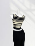 Toloer Quality Version Of U-Neck Striped Sling Vest New Summer Wear Female Short Sleeveless Waist Short Hot Girl