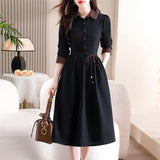 And Winter Goddess Fan Sweater Dress 2025 New Female Waist Thin French Style Knitted Dress Dress Dress Dress