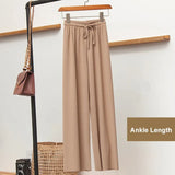 New High Waist Soft Comfort Women's Pants Casual Spring Summer Woman Pants Ice Silk Ankle-Length Trousers Female