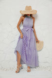 Women's Summer New Hot Selling Hanging Neck Lotus Leaf Side Long
