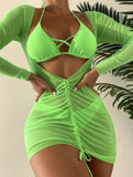 2023 New Three-Piece Yarn Skirt Strap Swimsuit