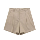 Women's 2025 Spring New Fashioned Colored Flax-Blend Vest + Shorts